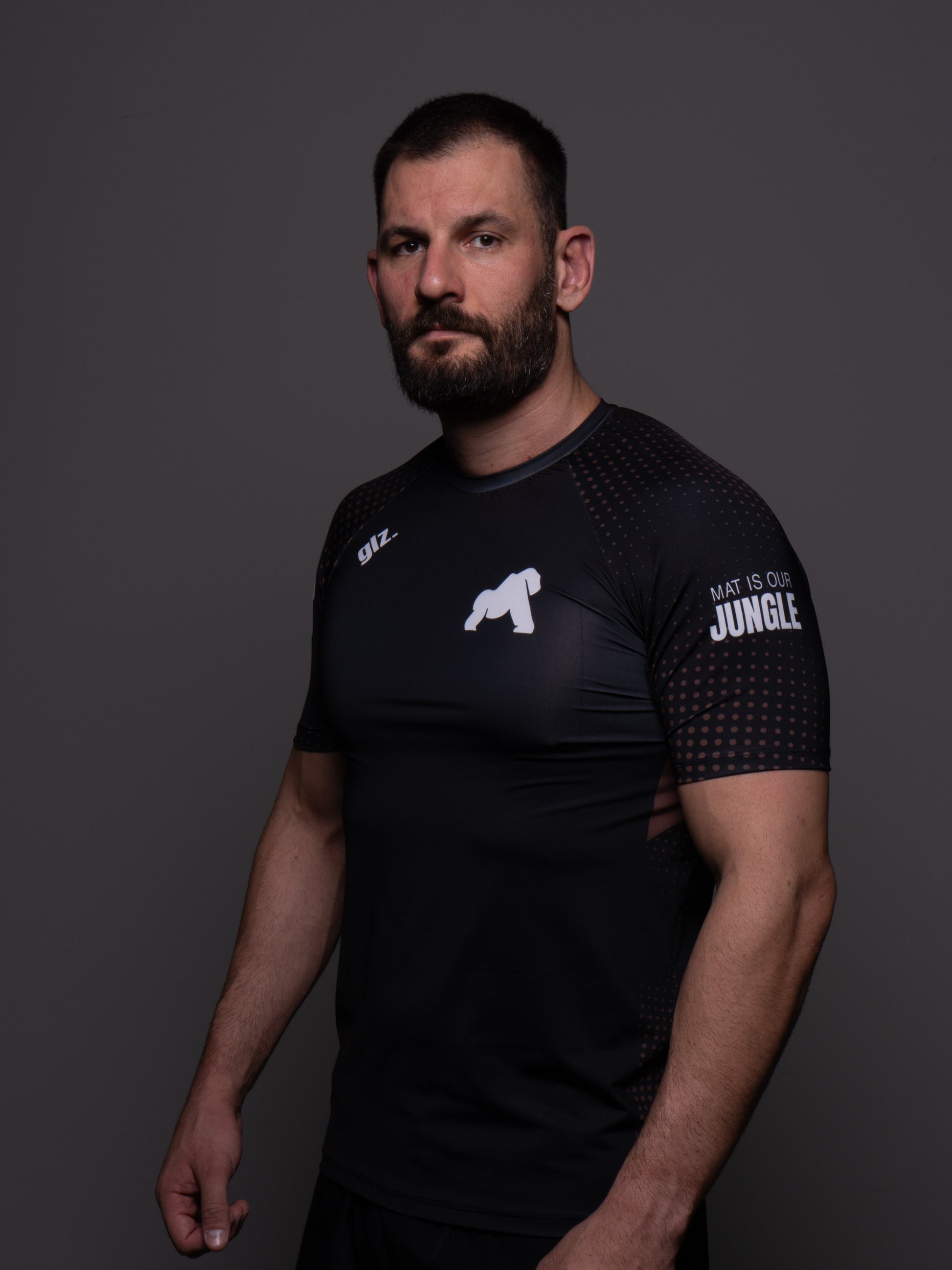 Rash Guard Gorilaz Competition Marrom — Frente BJJ UV50+