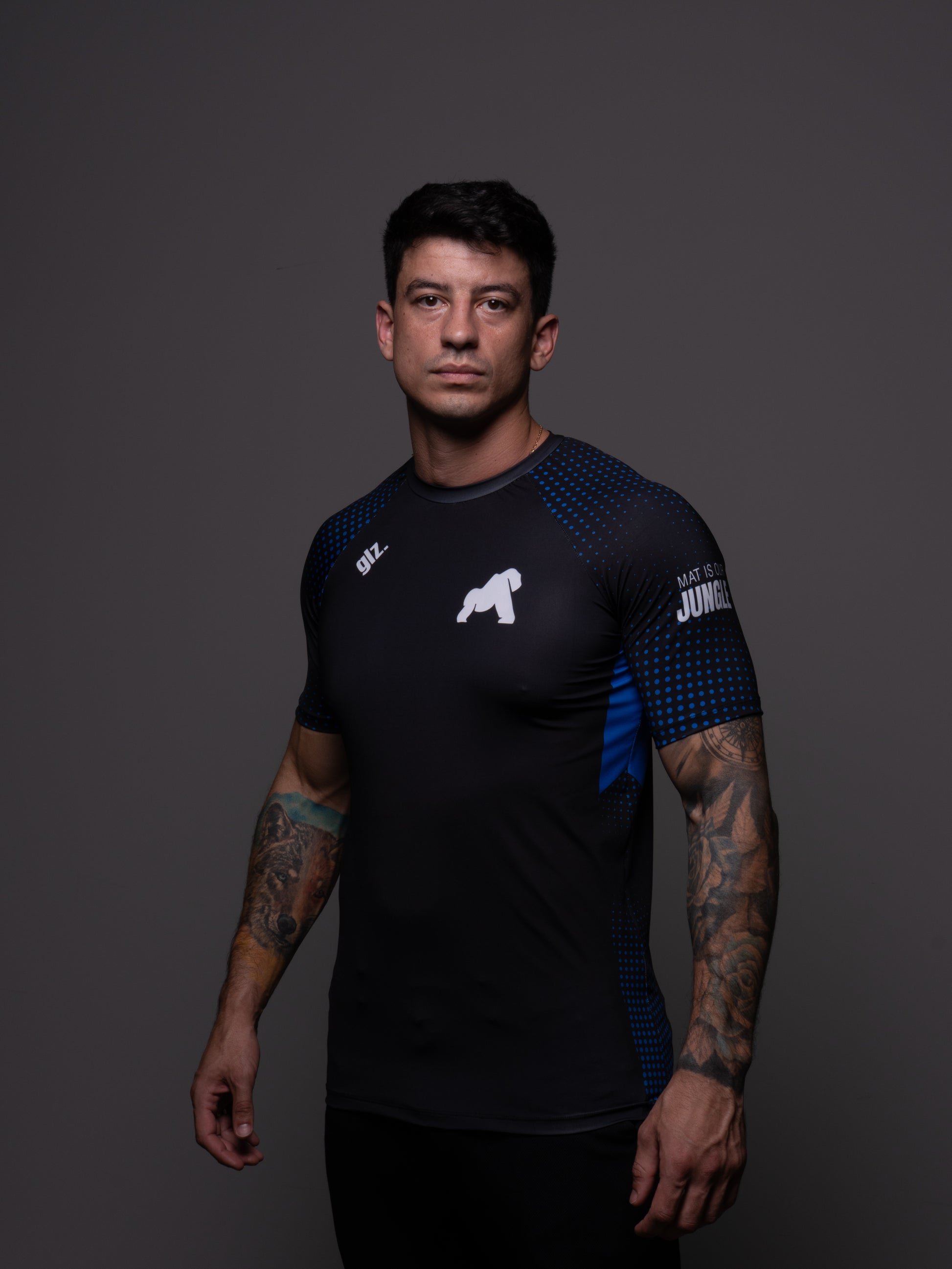 Rash Guard Gorilaz Competition Azul — Frente BJJ compressão