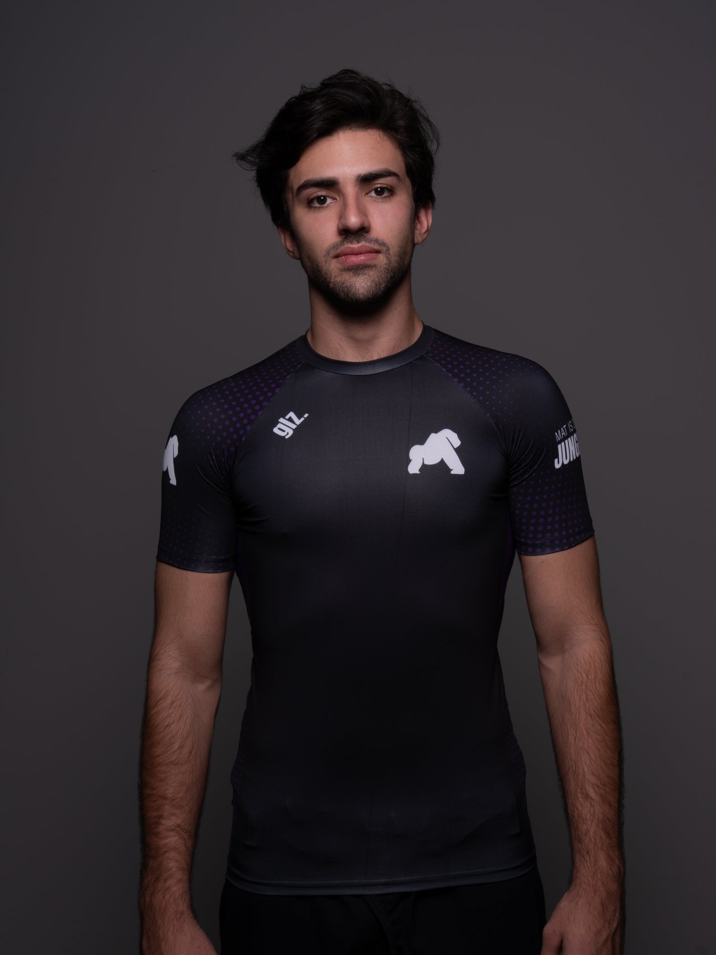 Rash Guard Competition Roxa Gorilaz — Detalhe sublimado
