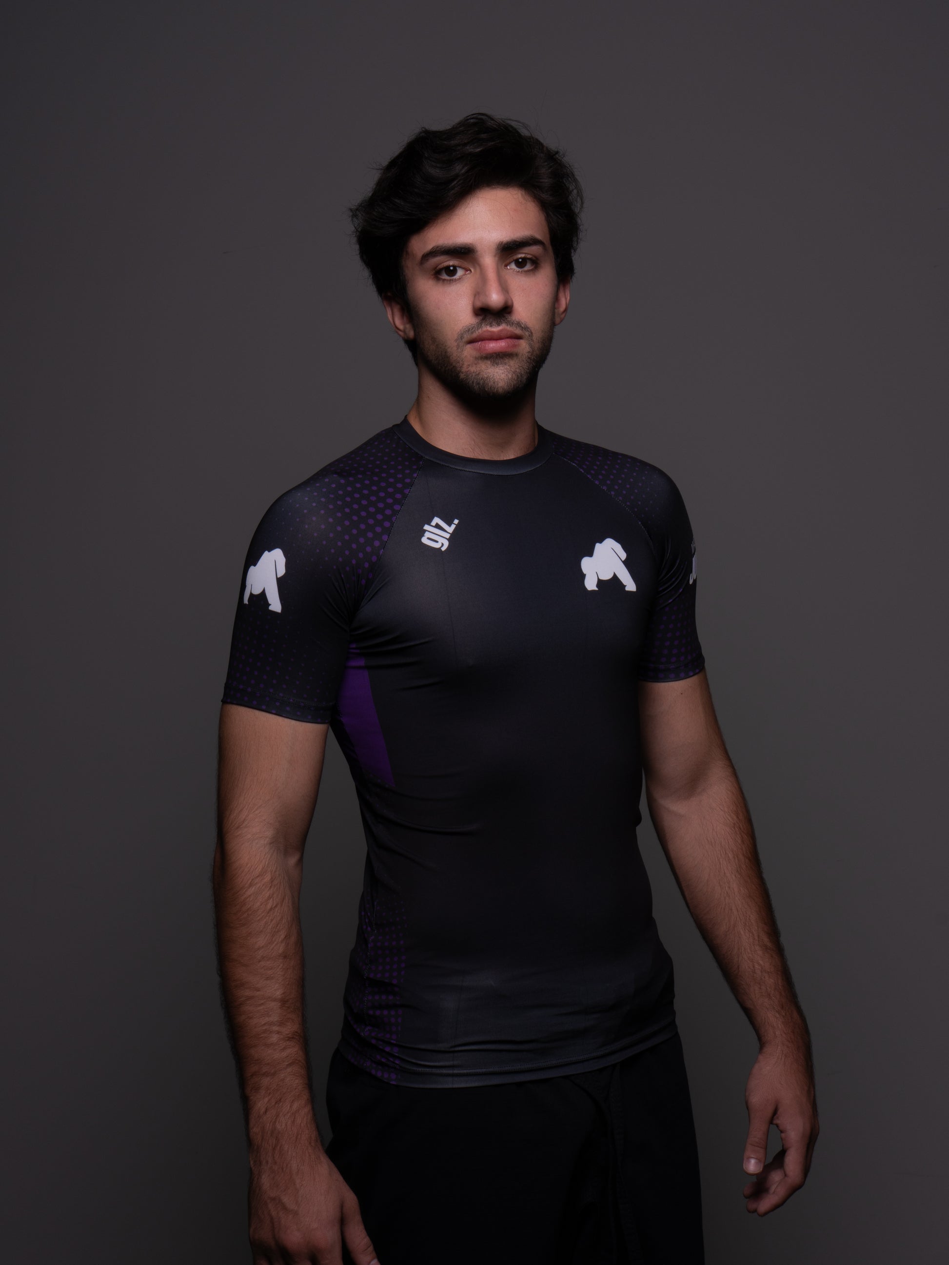 Rash Guard Gorilaz Competition Roxa — Vista lateral jiu-jitsu